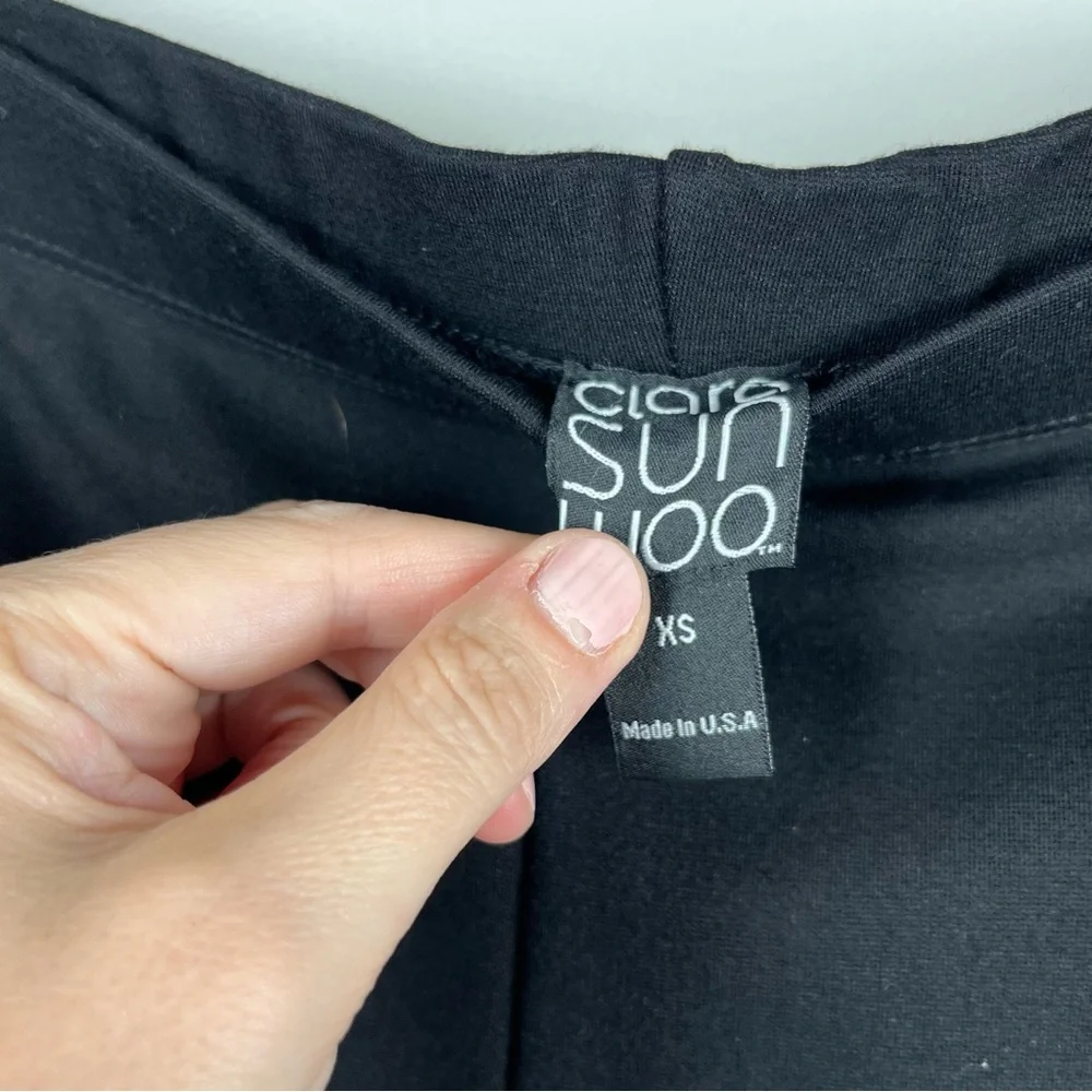 NEW CLARA SUN WOO PONTE KNIT SLIM RIDER PANT Black XS Preppy Minimalist PT1A